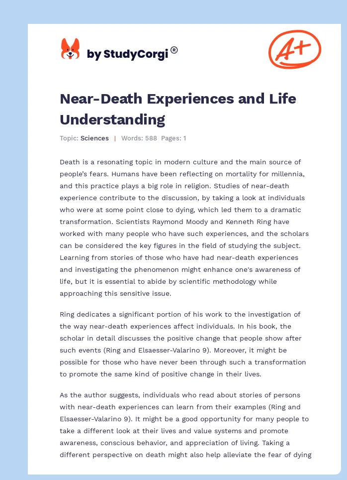 Near-Death Experiences and Life Understanding. Page 1