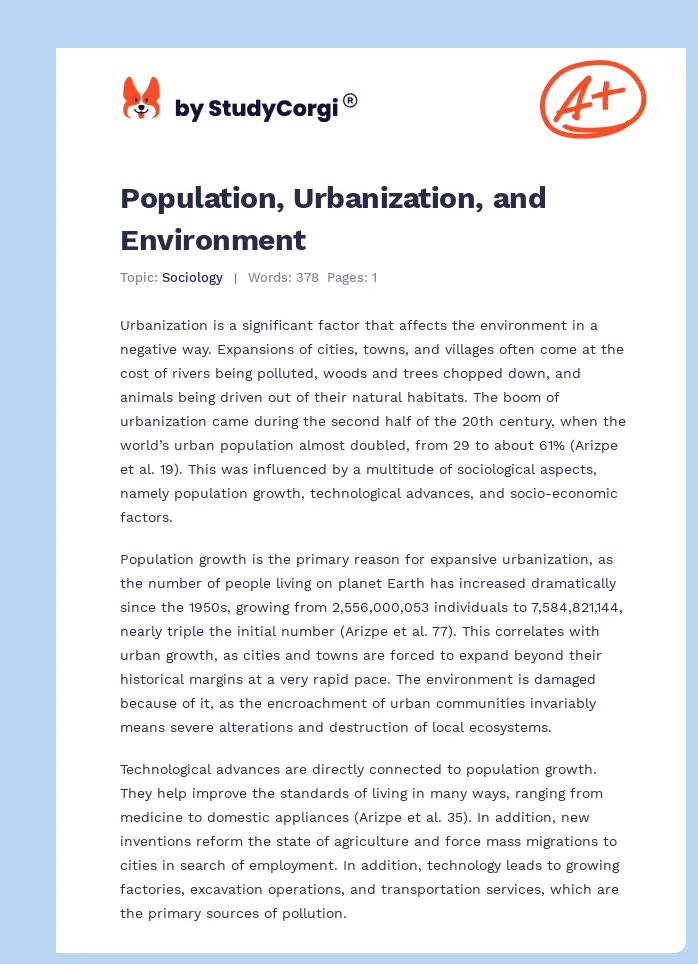 Population, Urbanization, and Environment. Page 1