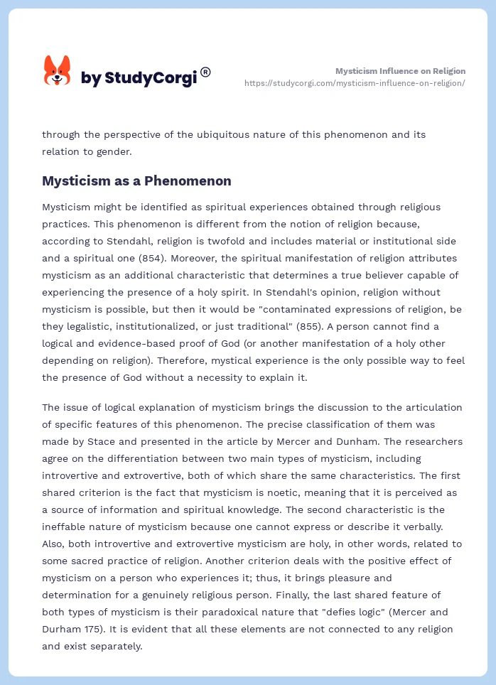 Mysticism Influence on Religion. Page 2
