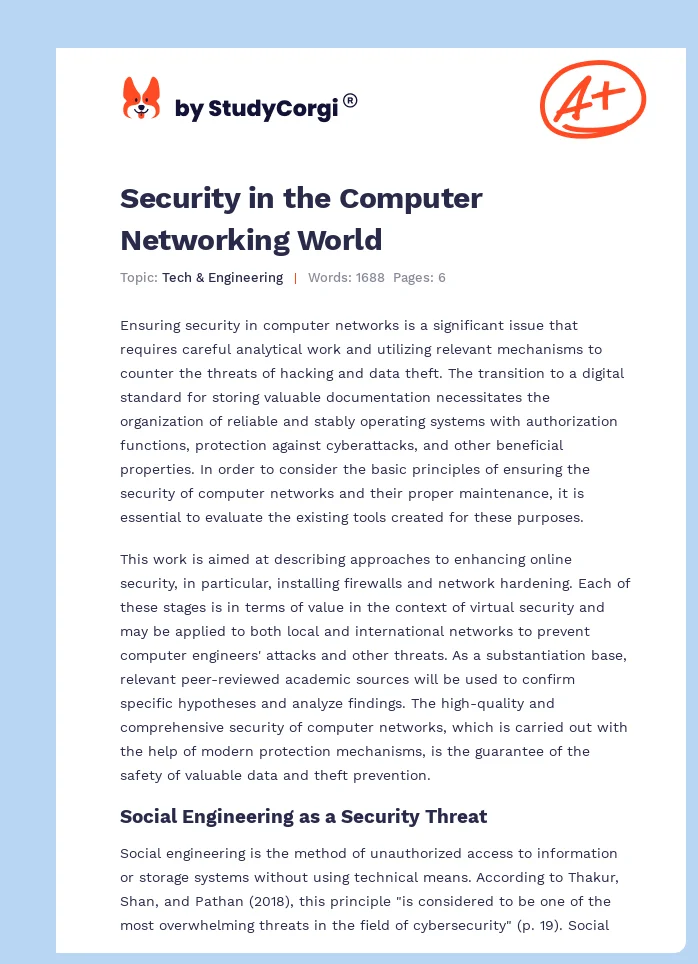 Security in the Computer Networking World. Page 1