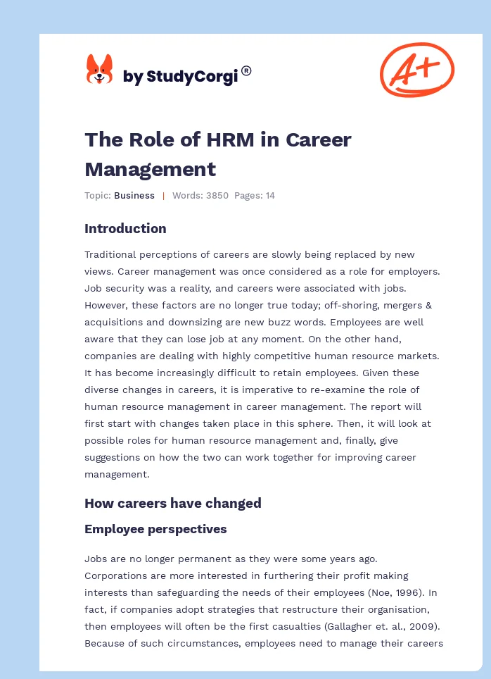 The Role of HRM in Career Management. Page 1