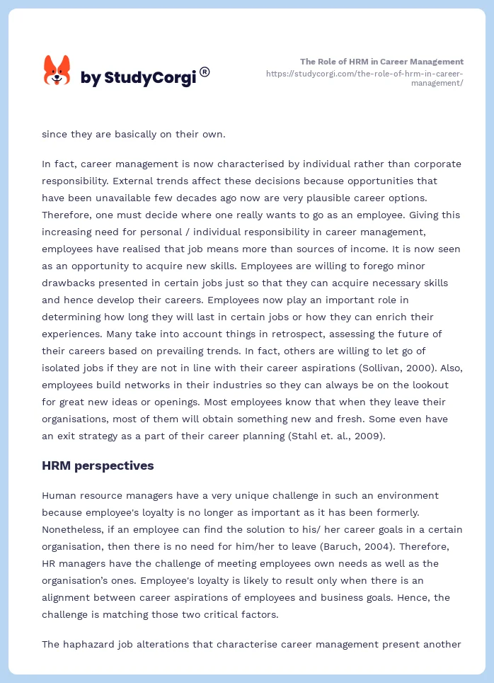 The Role of HRM in Career Management. Page 2