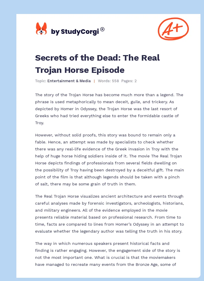 Secrets of the Dead: The Real Trojan Horse Episode. Page 1