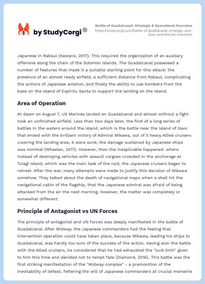 Battle of Guadalcanal: Strategic & Operational Overview. Page 2