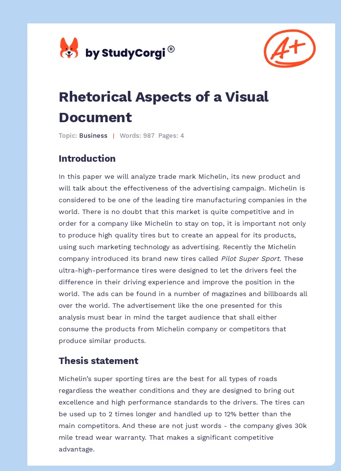 Rhetorical Aspects of a Visual Document. Page 1