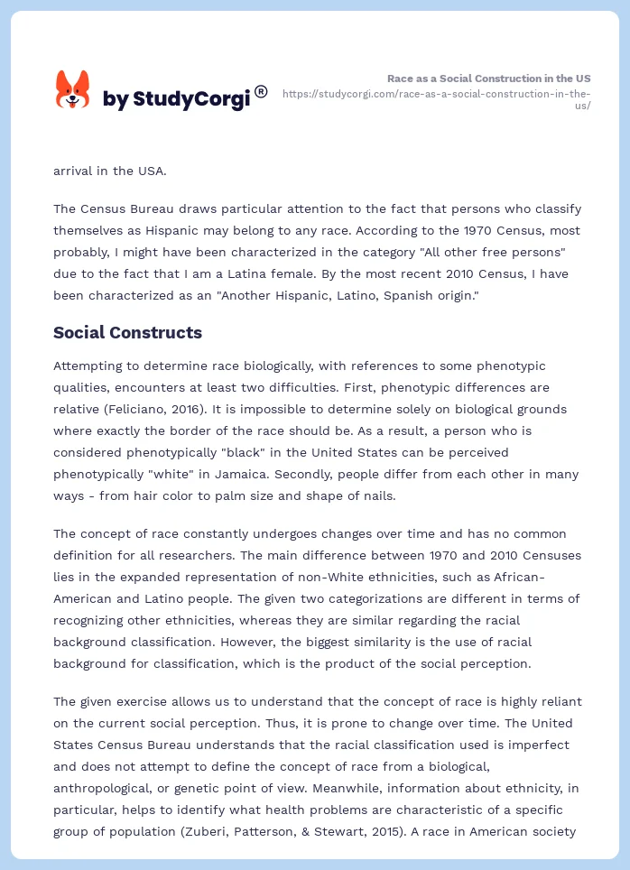 Race as a Social Construction in the US. Page 2