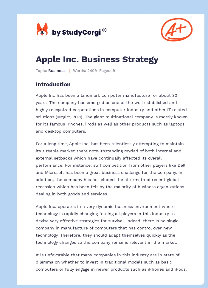 Apple Inc. Business Strategy. Page 1