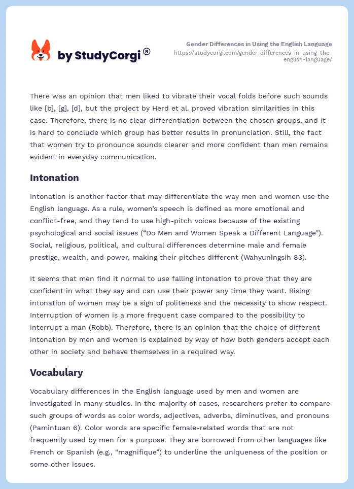 Gender Differences in Using the English Language. Page 2
