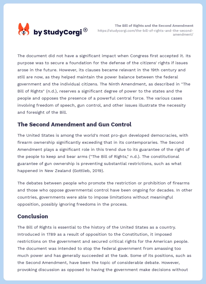 The Bill of Rights and the Second Amendment. Page 2