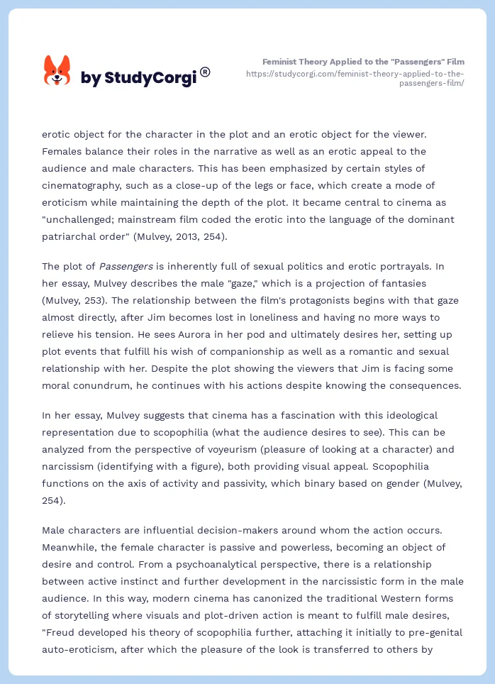 Feminist Theory Applied to the "Passengers" Film. Page 2