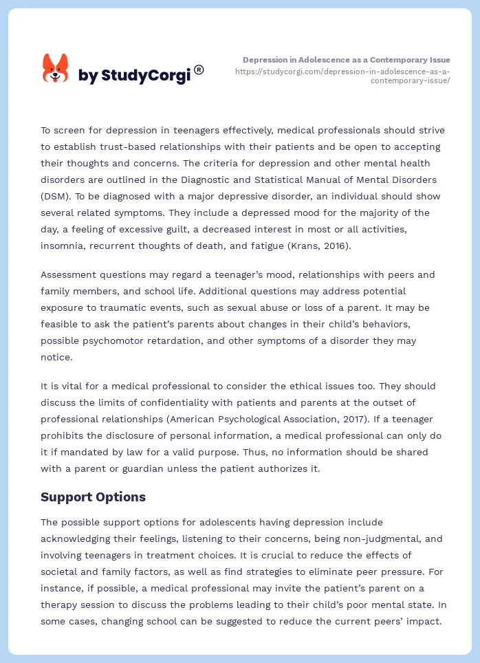 Depression in Adolescence as a Contemporary Issue. Page 2
