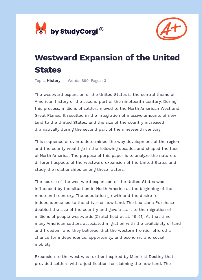 Westward Expansion of the United States. Page 1