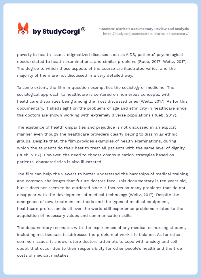 "Doctors’ Diaries": Documentary Review and Analysis. Page 2