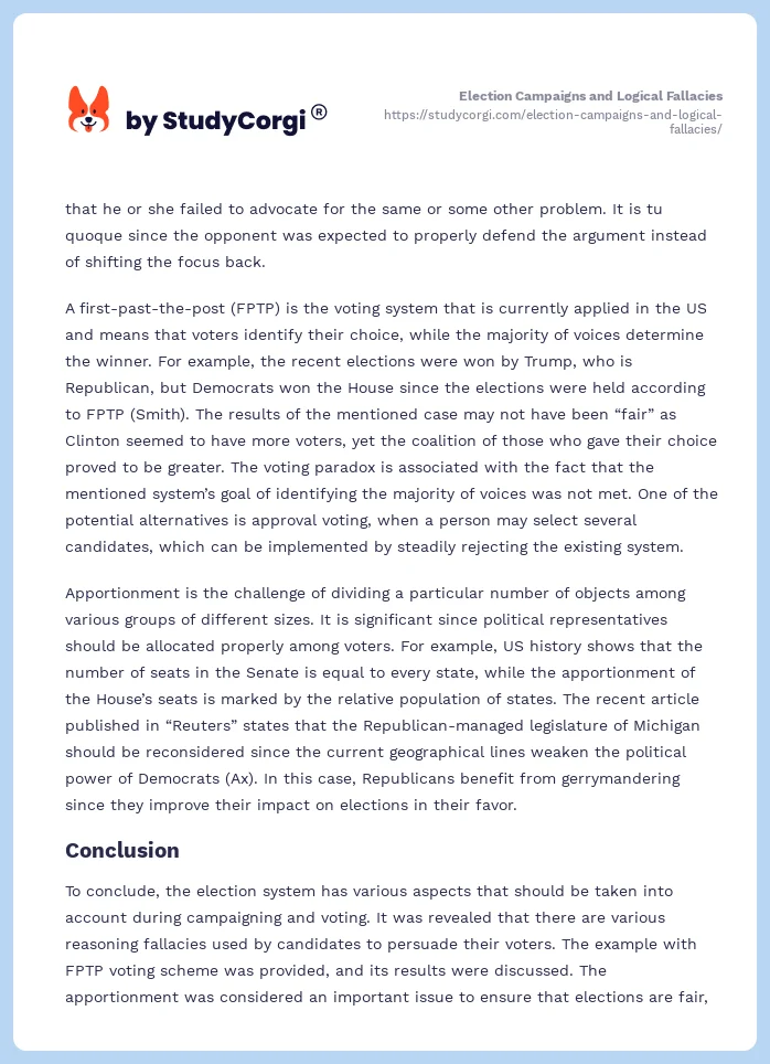 Election Campaigns and Logical Fallacies. Page 2
