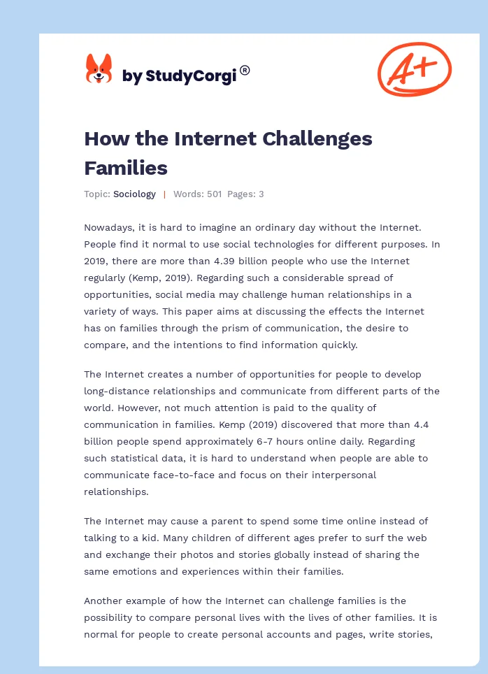 How the Internet Challenges Families. Page 1
