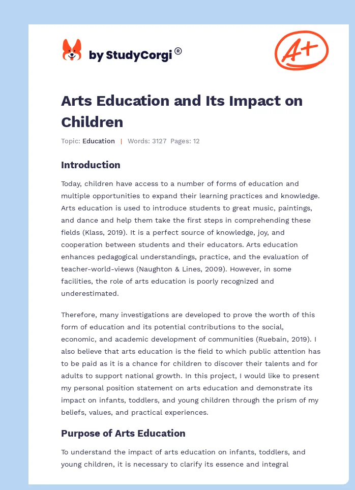 Arts Education and Its Impact on Children. Page 1