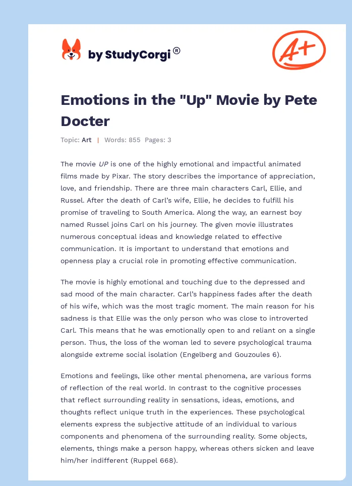 Emotions in the "Up" Movie by Pete Docter. Page 1