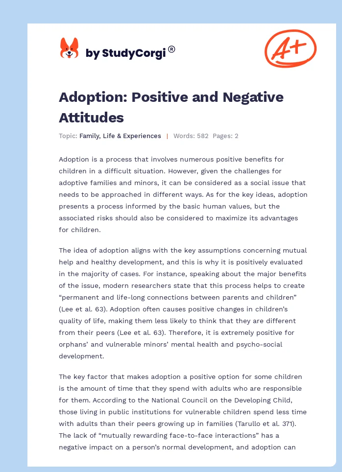 Adoption: Positive and Negative Attitudes. Page 1