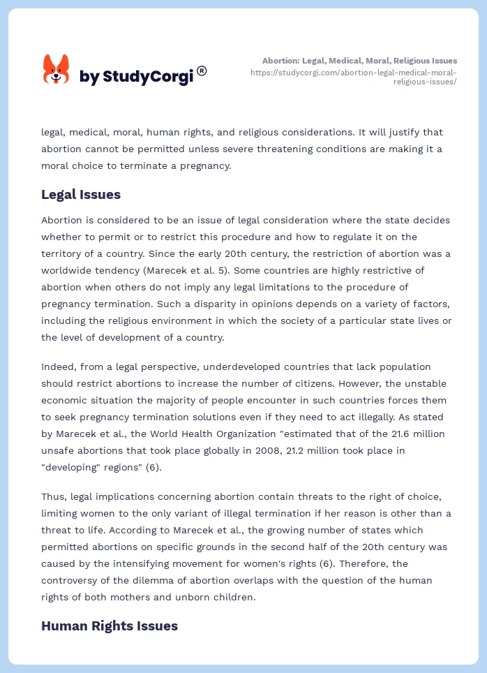 Abortion: Legal, Medical, Moral, Religious Issues. Page 2
