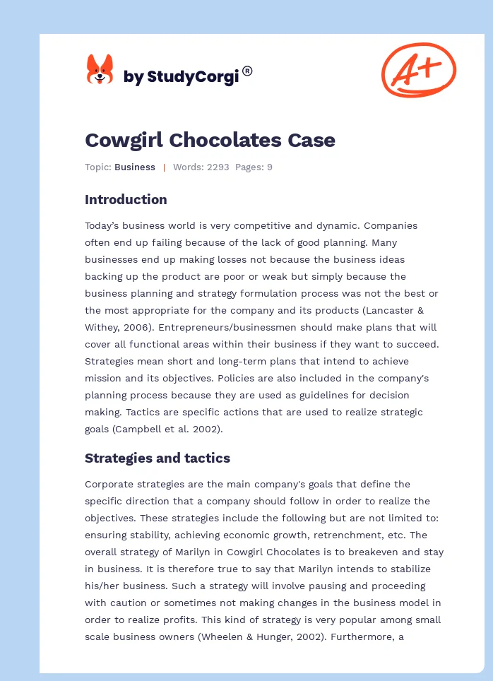 Cowgirl Chocolates Case. Page 1