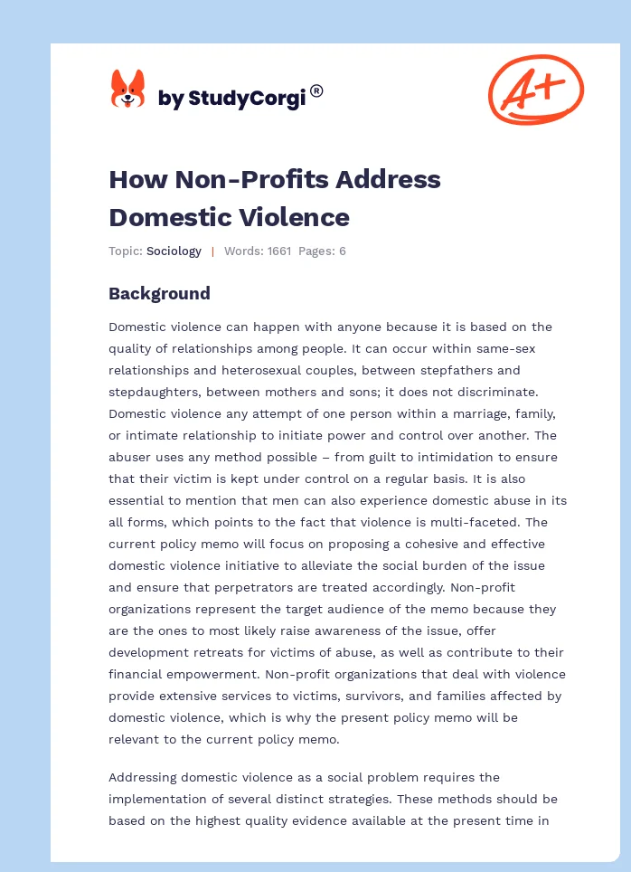 How Non-Profits Address Domestic Violence. Page 1
