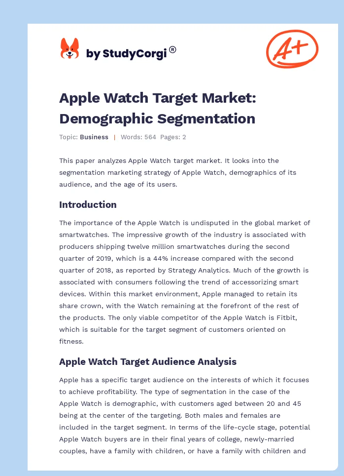 Apple Watch Target Market: Demographic Segmentation. Page 1