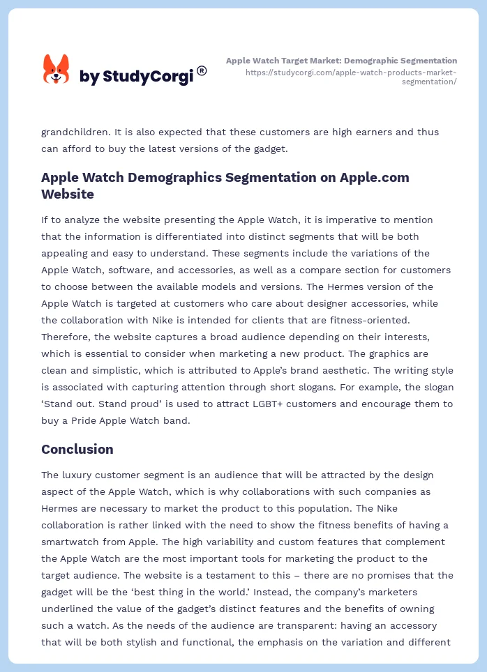 Apple Watch Target Market: Demographic Segmentation. Page 2