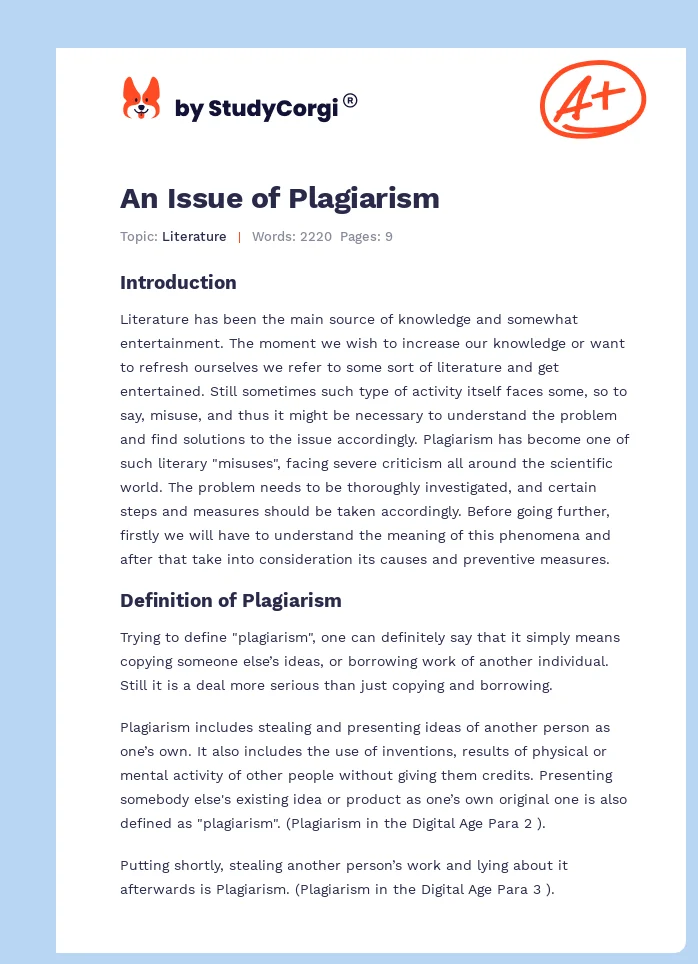 An Issue of Plagiarism. Page 1