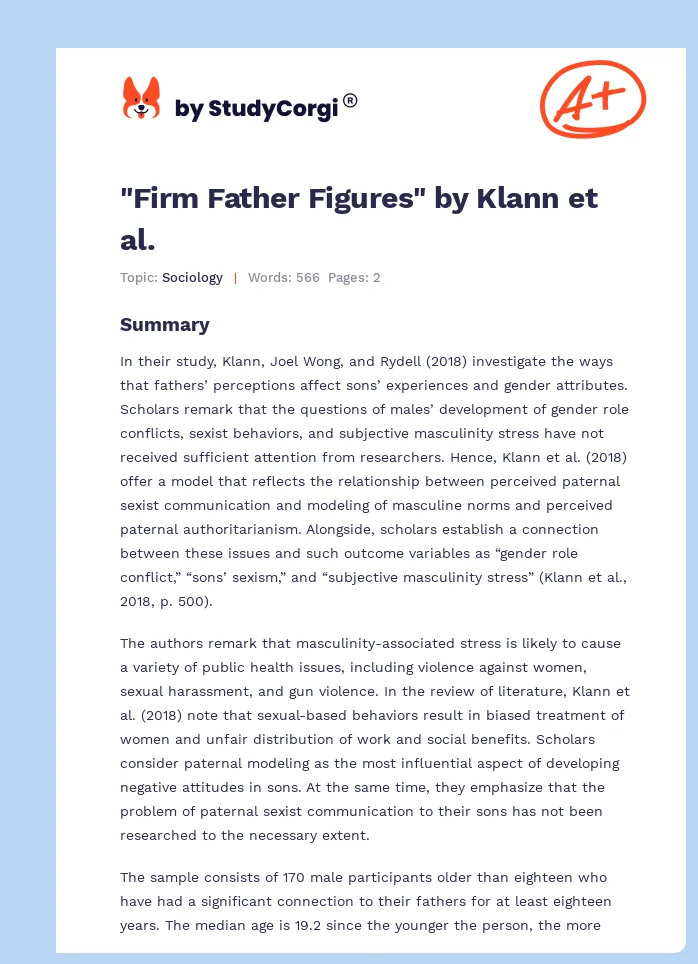 "Firm Father Figures" by Klann et al.. Page 1