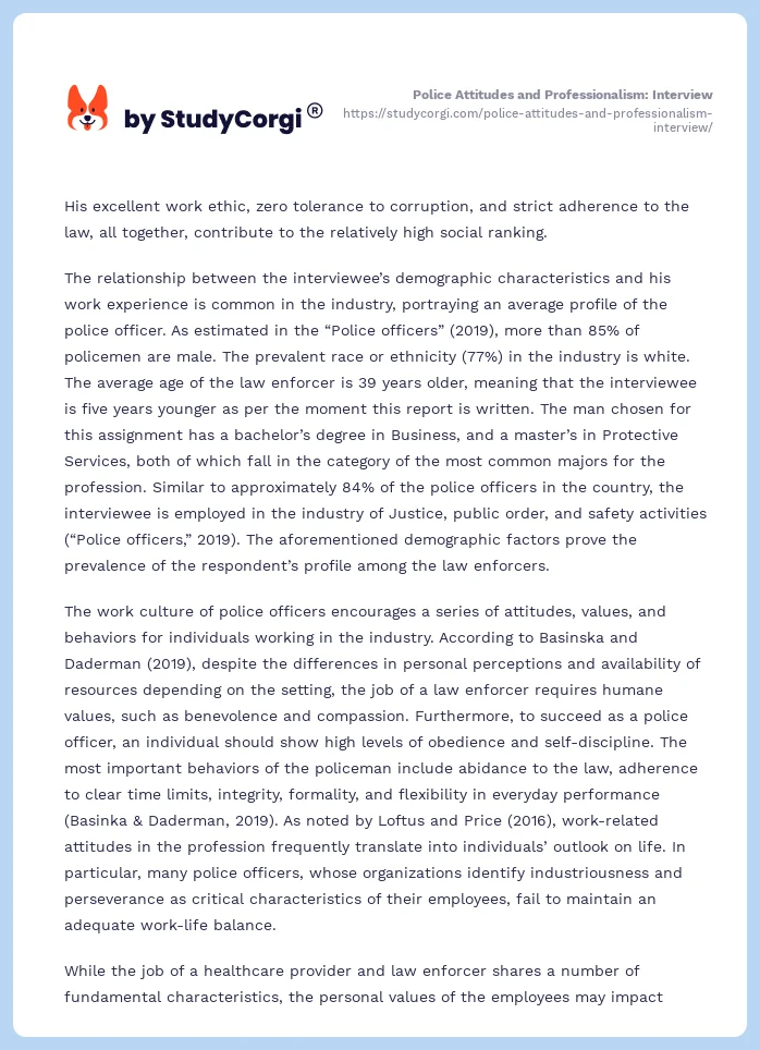 Police Attitudes and Professionalism: Interview. Page 2