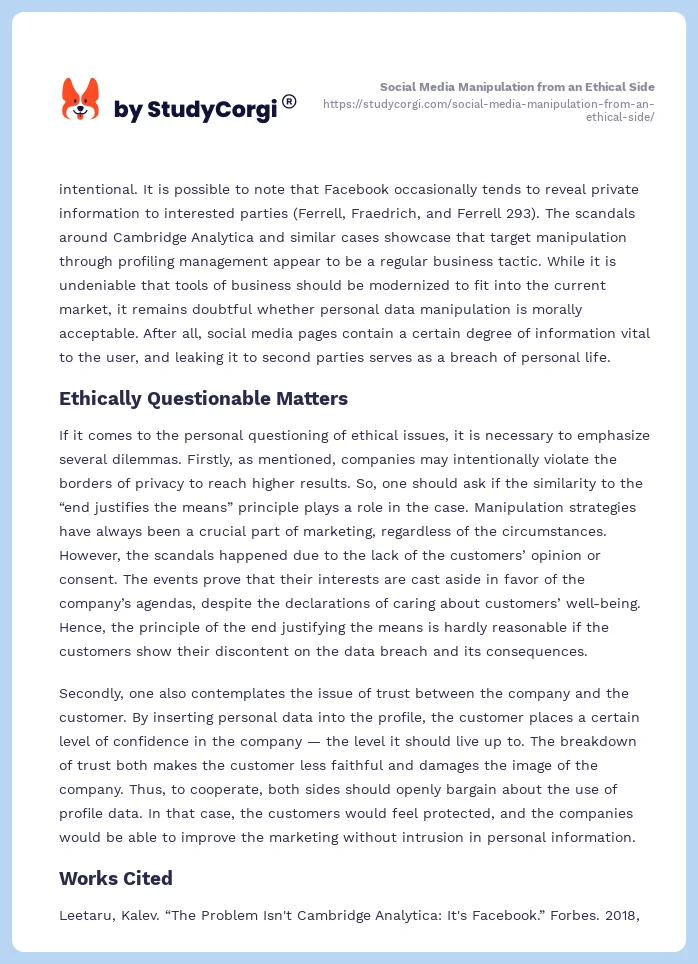 Social Media Manipulation from an Ethical Side. Page 2