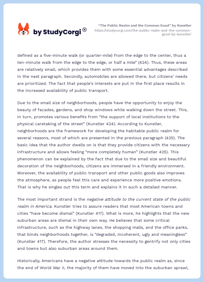 “The Public Realm and the Common Good” by Kunstler. Page 2