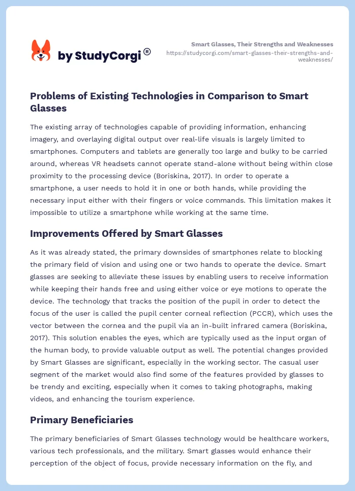 Smart Glasses, Their Strengths and Weaknesses. Page 2