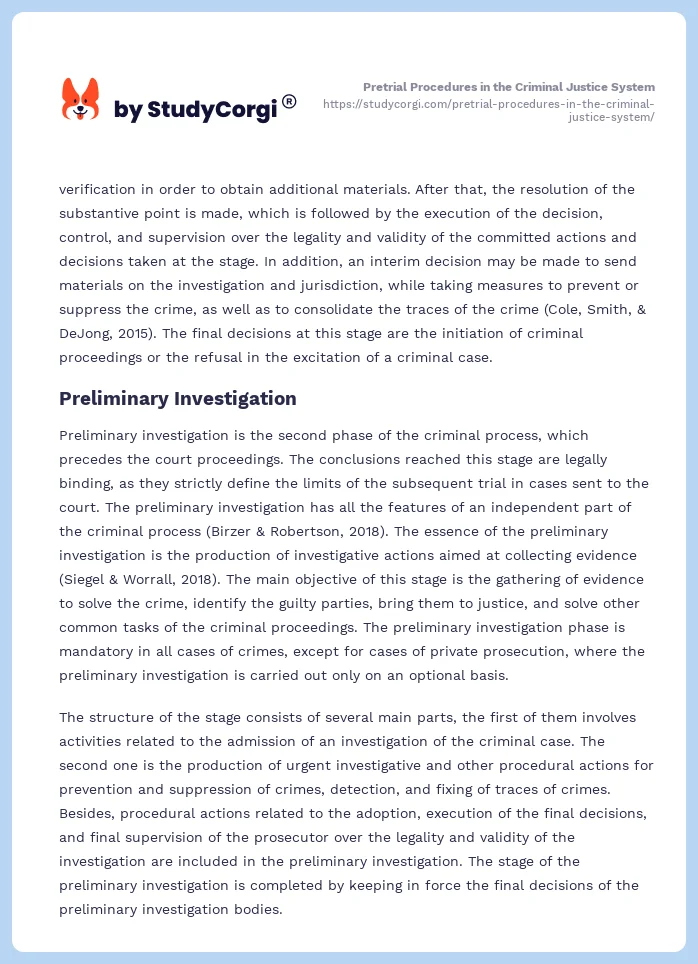 Pretrial Procedures in the Criminal Justice System. Page 2