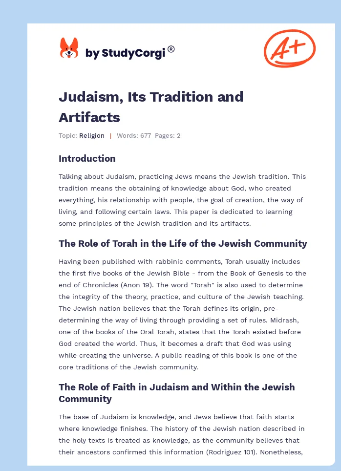 Judaism, Its Tradition and Artifacts. Page 1