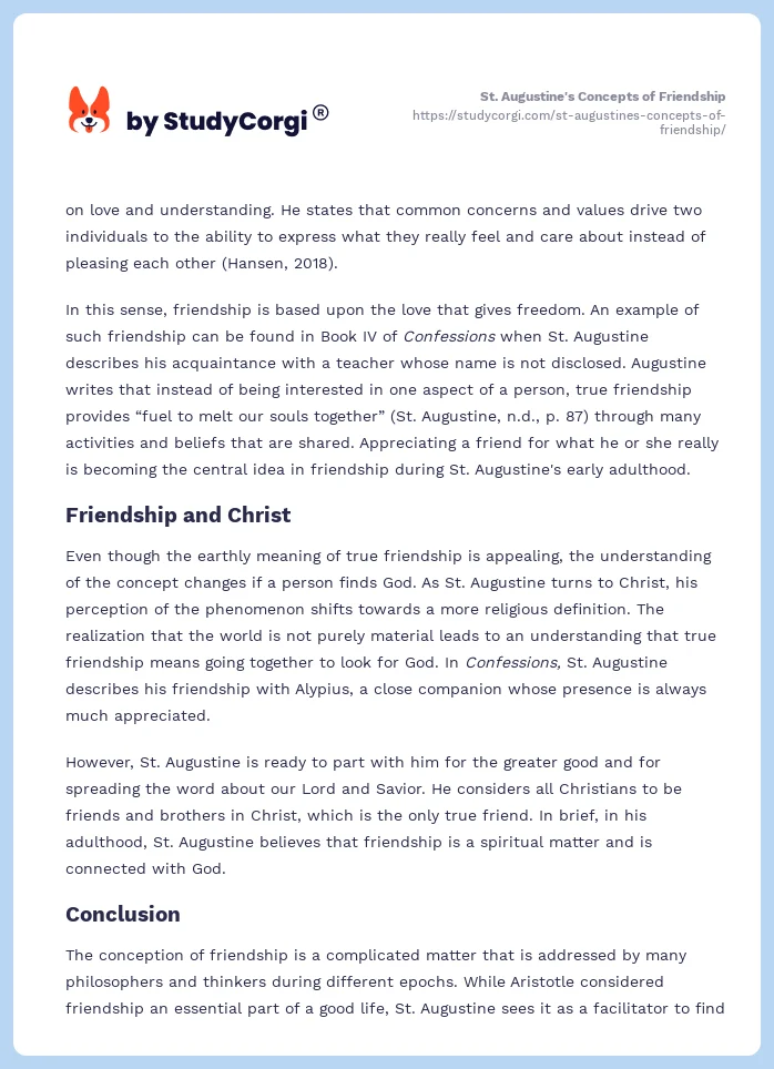 St. Augustine's Concepts of Friendship. Page 2
