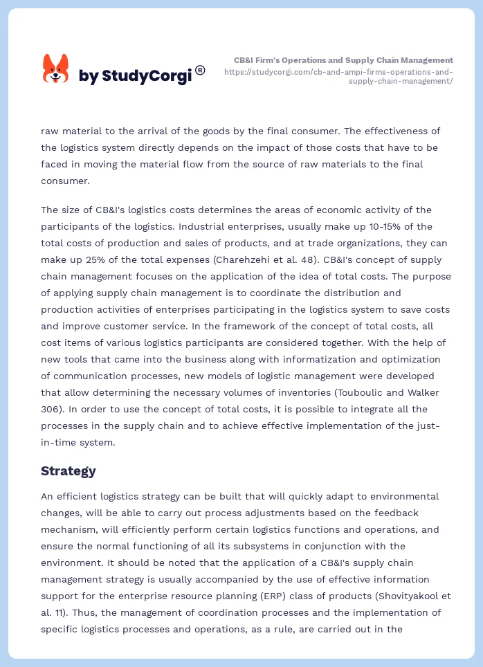 CB&I Firm's Operations and Supply Chain Management. Page 2
