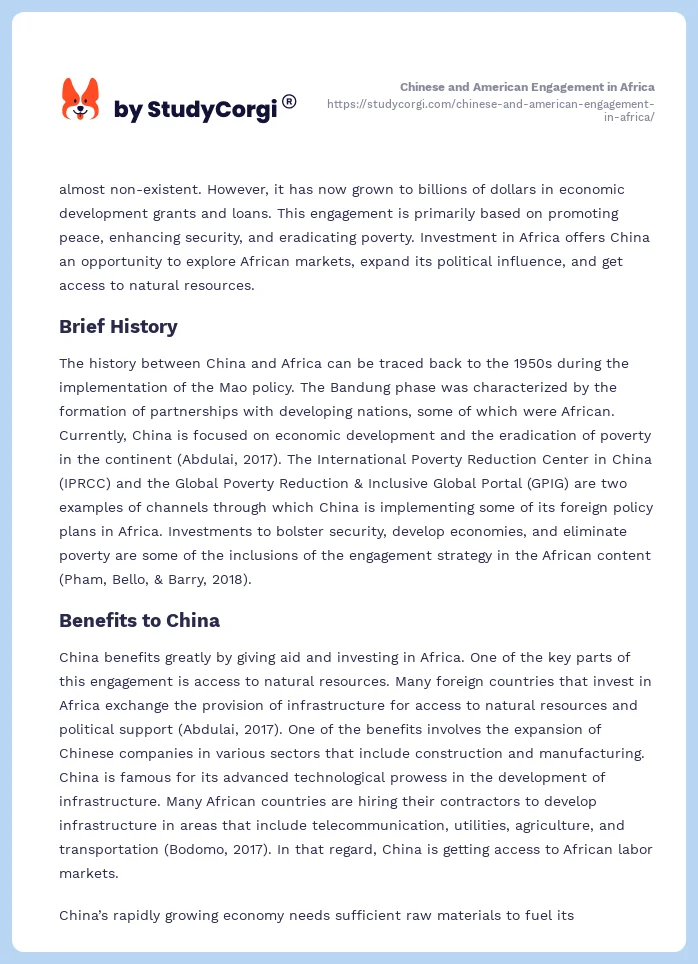 Chinese and American Engagement in Africa. Page 2