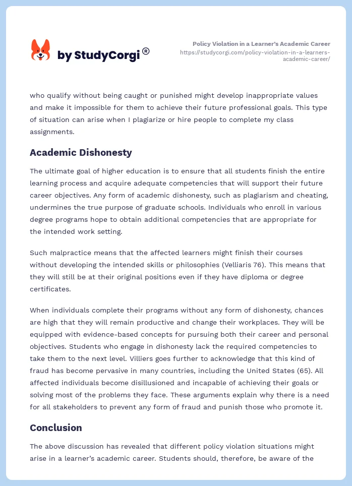 Policy Violation in a Learner’s Academic Career. Page 2