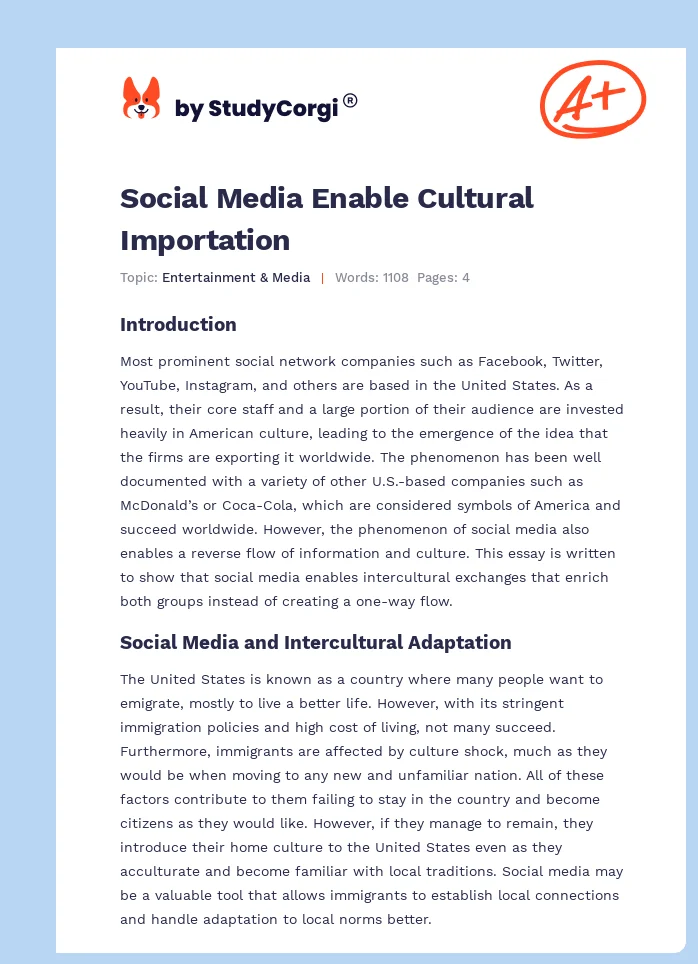 Social Media Enable Cultural Importation. Page 1