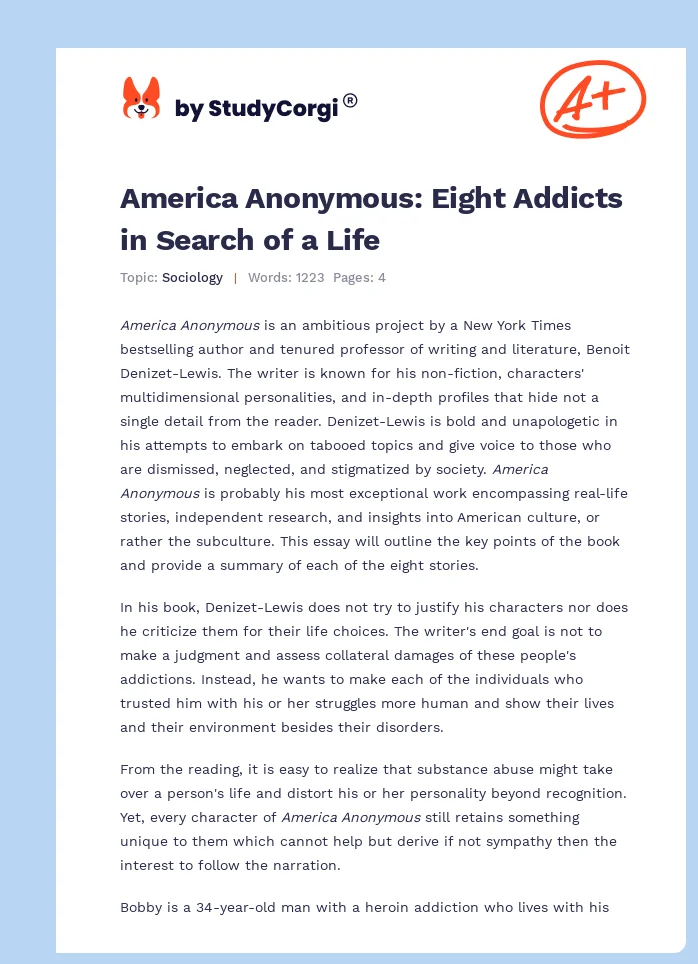 America Anonymous: Eight Addicts in Search of a Life. Page 1