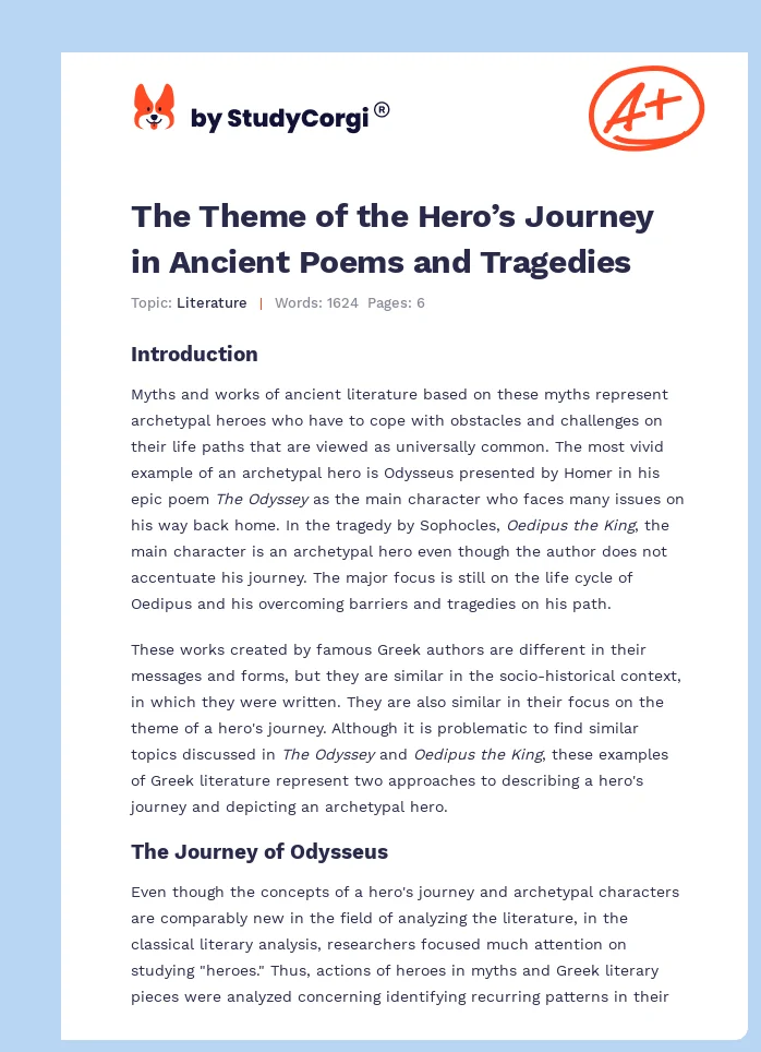 The Theme of the Hero’s Journey in Ancient Poems and Tragedies. Page 1