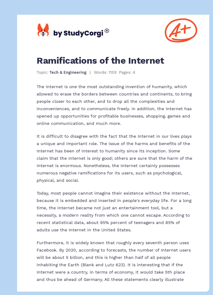 Ramifications of the Internet. Page 1