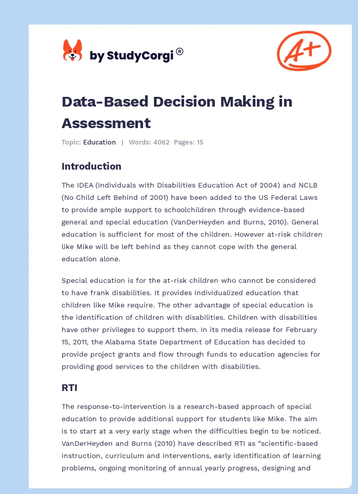 Data-Based Decision Making in Assessment. Page 1