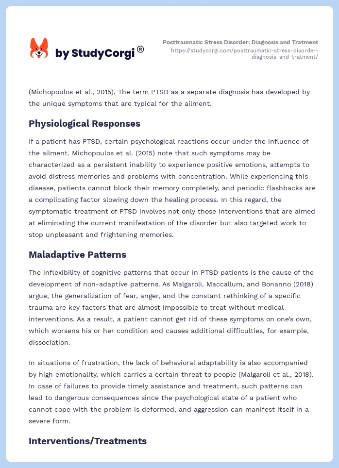 Posttraumatic Stress Disorder: Diagnosis and Tratment. Page 2