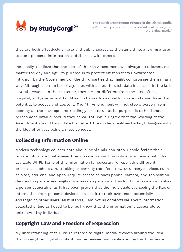 The Fourth Amendment: Privacy in the Digital Media. Page 2