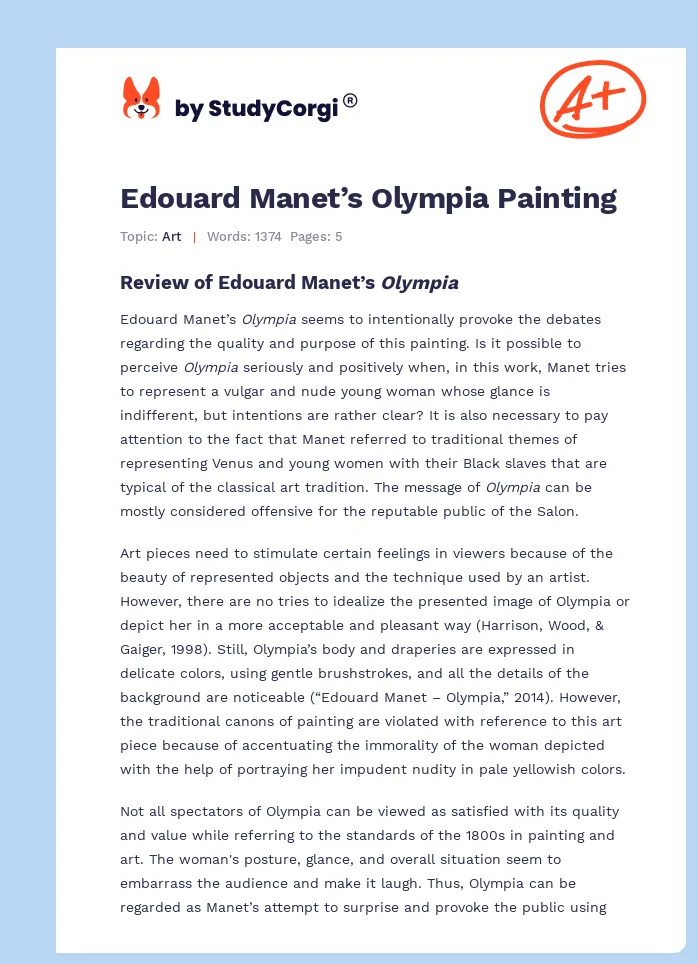 Edouard Manet’s Olympia Painting. Page 1