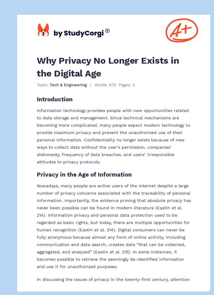 Why Privacy No Longer Exists in the Digital Age. Page 1