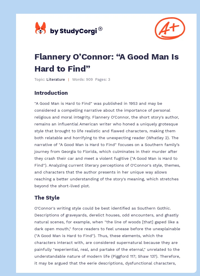 Flannery O’Connor: “A Good Man Is Hard to Find”. Page 1