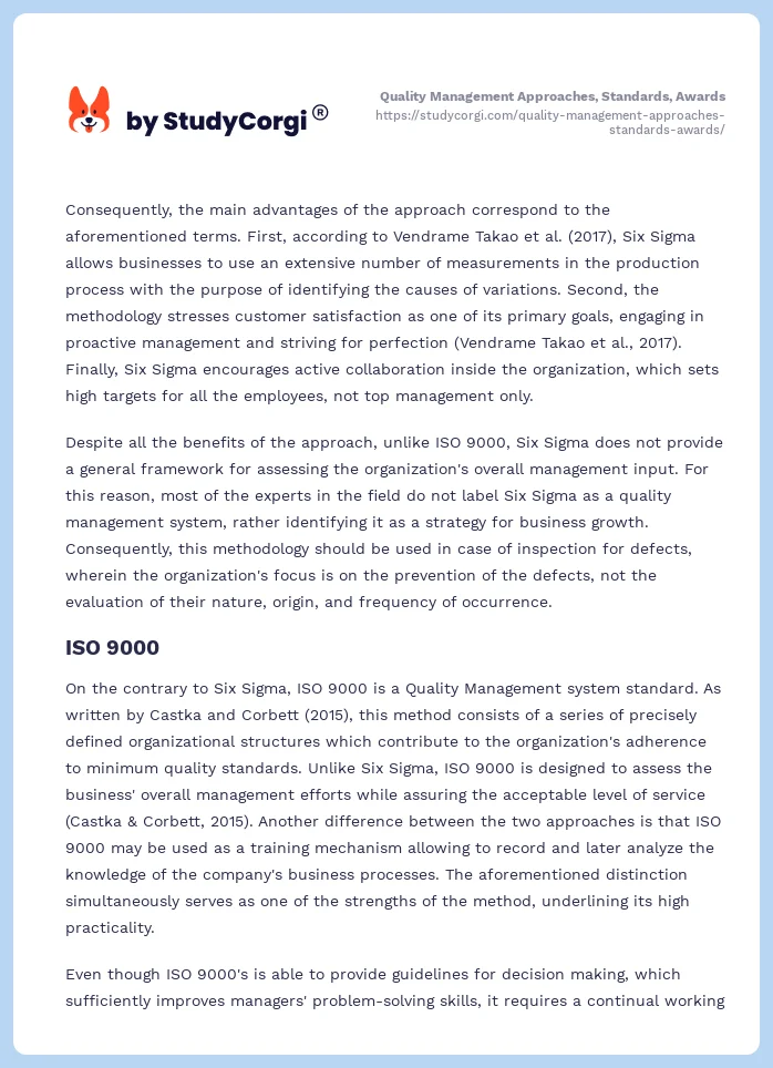 Quality Management Approaches, Standards, Awards. Page 2